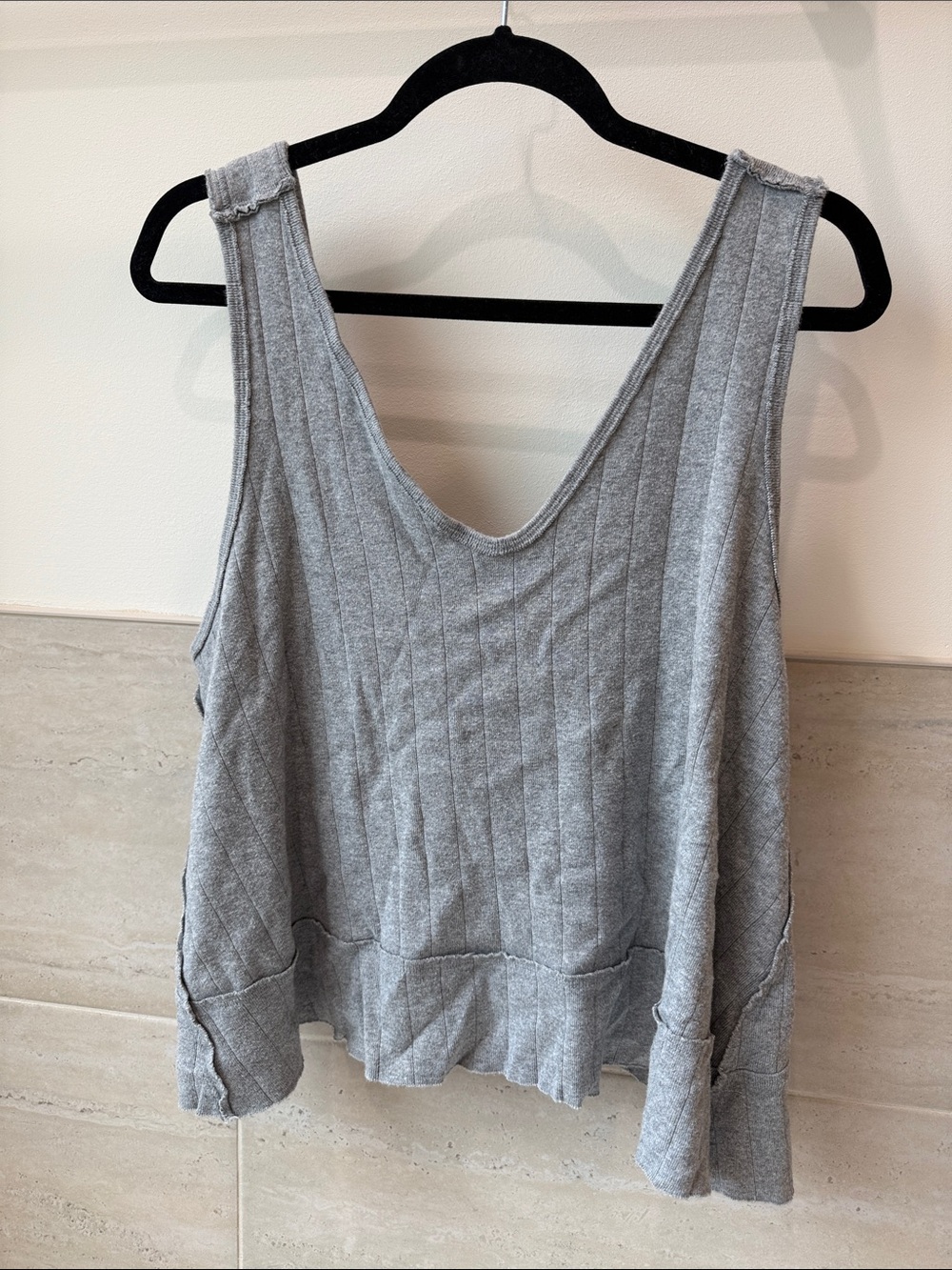 We The Free Light Grey Ribbed Scoop Tank